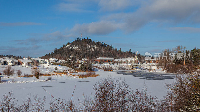 Winter landscape in Jonquière, with Mont-Jacob, Canada.